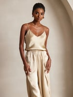 Silksilky 100% Maulbeerseide Camisole-Top mit Spaghettiträgern und V-Ausschnitt, Bild 3 von 4