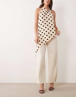 Mango – Elegante Hose aus Leinenmix in Hellbeige