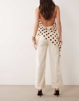 Mango – Elegante Hose aus Leinenmix in Hellbeige