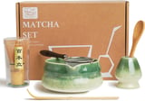 Premium Matcha Set of 6 - Exclusive Matcha Tea Set with Bamboo Chasen (Broom), Pink Ceramic Bowl