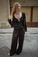 Elastic Waist Mid Rise Satin Pants