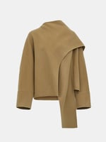 SourceUnknown Nuage 100% Wool Scarf Coat, Tan, image 1 of 4