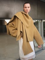 SourceUnknown Nuage 100% Wool Scarf Coat, Tan, image 2 of 4
