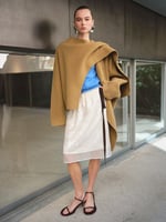 SourceUnknown Nuage 100% Wool Scarf Coat, Tan, image 3 of 4