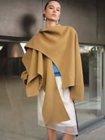 SourceUnknown Nuage 100% Wool Scarf Coat, Tan, image 4 of 4