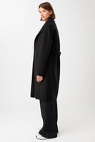 LangerChen Kurzer Mantel zum Binden (Black)