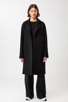 LangerChen Kurzer Mantel zum Binden (Black)