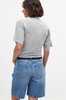 Mid Waist Wide Denim Shorts