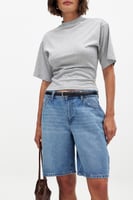Mid Waist Wide Denim Shorts
