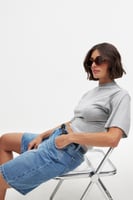 Mid Waist Wide Denim Shorts