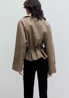 Mango Kurzer Trenchcoat mit Karomuster und Gürtel