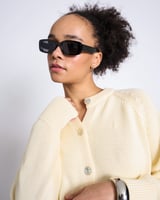 RELAXED CREWNECK CARDIGAN SIVIA BUTTERMILK GOTS