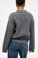NA-KD Wool Blend Cable Knitted Sweater Grey