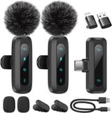 Wireless Lavalier Microphone for iPhone, iPad, Android Phone, 2-Pack