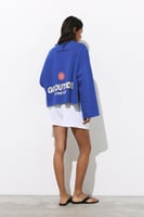 Pull&Bear Blaues Sweatshirt mit Sonnen-Print
