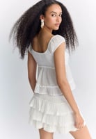 Stradivarius RUFFLED CRINKLE SKORT - A-Linien-Rock - beige, Bild 3 von 4