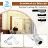 DRELD Retro Duschkopf Edelstahl Handbrause, Antik Brausekopf