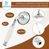 DRELD Retro Duschkopf Edelstahl Handbrause, Antik Brausekopf