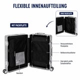 Travelhouse Tokyo Handgepäck Koffer S Silber 55 x 36 x 23 cm | Aluminium-Hartschale | TSA-Schloss, Aluminiumrahmen