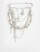 DesignB London Brosche mit mehreren Anhängern aus Metallmix in Silber und Gold