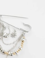 DesignB London Brosche mit mehreren Anhängern aus Metallmix in Silber und Gold