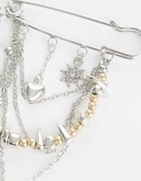 DesignB London Brosche mit mehreren Anhängern aus Metallmix in Silber und Gold