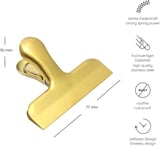 Heimzeit Pack of 8 Locking Clips Made of High-Quality Stainless Steel in Gold | Sealing Clips for Food Bags, Bags and Documents, 77 x 20 x 30 mm, Coloured Sealing Clips, Strong Spring Force