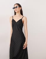 Esmée – Maxi-Strandkleid in Schwarz mit Polka Dots