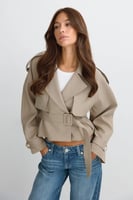Gina Tricot Short belted trench coat, image 1 of 4