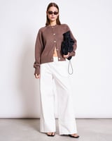 RELAXED CREWNECK CARDIGAN SIVIA CLAY GOTS