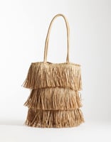 ASOS DESIGN – Tragetasche in naturfarbener Stroh-Fransenoptik