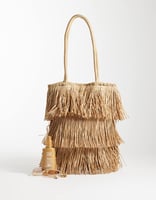 ASOS DESIGN – Tragetasche in naturfarbener Stroh-Fransenoptik