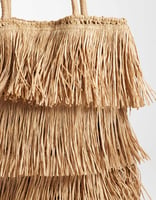 ASOS DESIGN – Tragetasche in naturfarbener Stroh-Fransenoptik