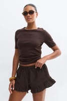 Linen blend frill shorts