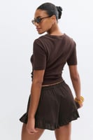 Linen blend frill shorts