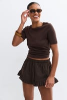 Linen blend frill shorts