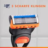 Gillette Fusion5 Rasierer für Männer, UEFA Champions League Special Edition — Inkl. 1 Gillette Nassrasierer, 4 Ersatzklingen mit Gleitstreifen und 5 Klingen, Langanhaltende Rasur, Rasiergel 200 ml