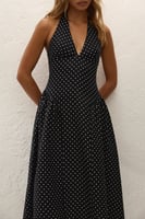 Faithfull the Brand La Cala Midi Dress Lola Polka Dot Black Cream