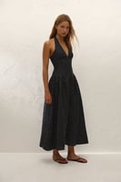 Faithfull the Brand La Cala Midi Dress Lola Polka Dot Black Cream