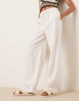 ASOS DESIGN Tall – Hose in Leinenoptik in Wollweiß