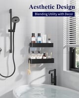 Kitsure Duschablage ohne Bohren, Badezimmer organizer, Large, Schwarz | 2-Pack Duschablagen