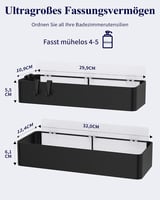 Kitsure Duschablage ohne Bohren, Badezimmer organizer, Large, Schwarz | 2-Pack Duschablagen