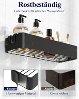 Kitsure Duschablage ohne Bohren, Badezimmer organizer, Large, Schwarz | 2-Pack Duschablagen
