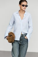 Gestreiftes Hemd 100% Leinen Regular-Fit · Himmelblau · Hemden | Massimo Dutti