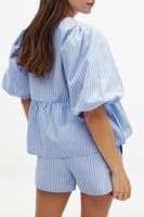 Bluse aus Baumwolle mit Puffärmeln und Schnürung vorne