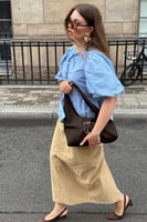 Bluse aus Baumwolle mit Puffärmeln und Schnürung vorne