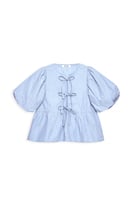 Bluse aus Baumwolle mit Puffärmeln und Schnürung vorne