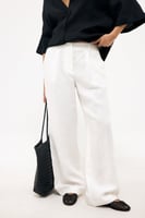 Tailored Wide Leg Linen Pants