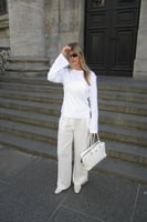 Tailored Wide Leg Linen Pants