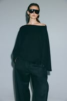 H&M Gecrinkeltes Shirt mit Fledermausärmeln - Schwarz - Ladies